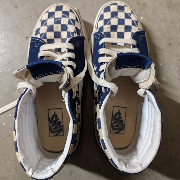 Vans Vintage Blue Checkered High Top Sneakers - Picture 3 of 5